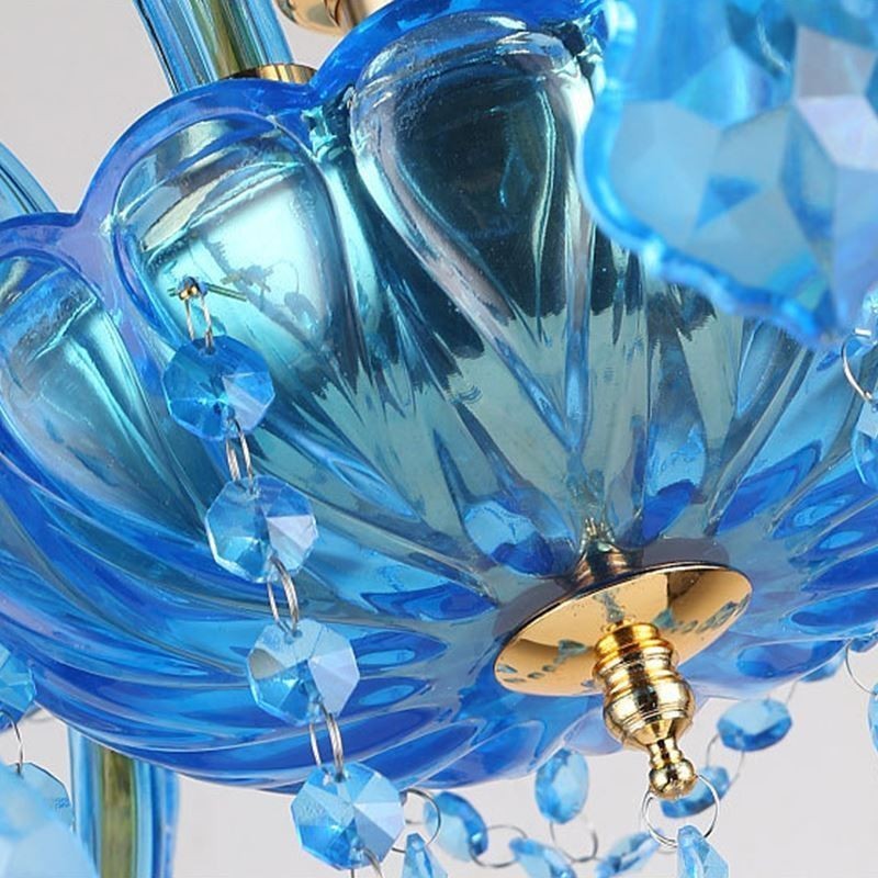 Elegant Crystal Chandelier European Blue Pendant Light