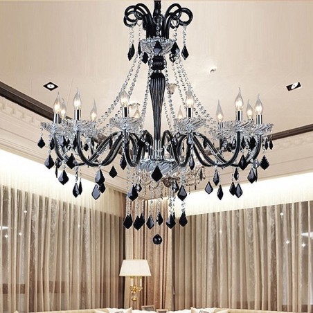 Retro Crystal Chandelier European Black Pendant Light