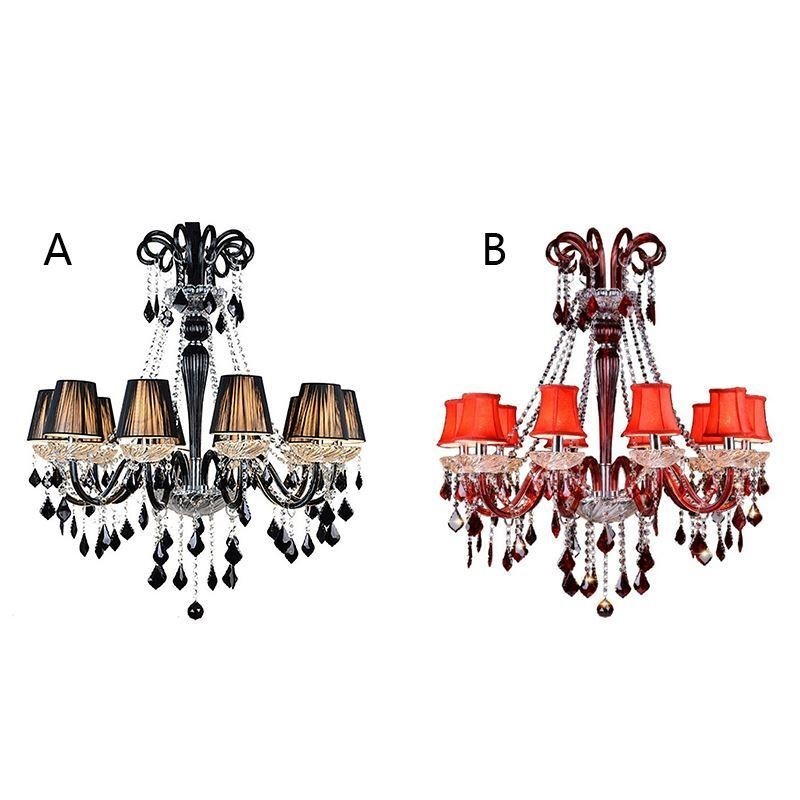 Retro Crystal Chandelier European Black Pendant Light