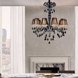 Retro Crystal Chandelier European Black Pendant Light