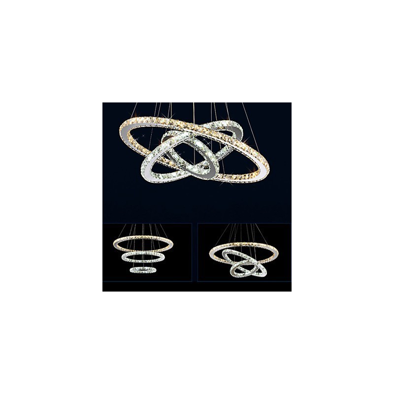 Pendant Lamps Amber and Clear K9 Crystal Chandelier Lights Lighting with 3 Ring