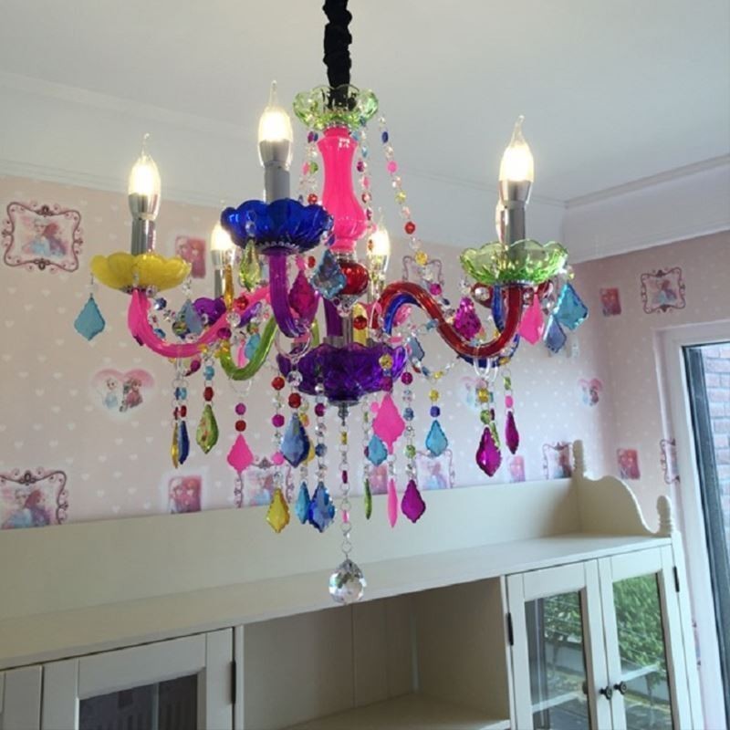 Large Colourful Crystal Chandelier European Pendant Light
