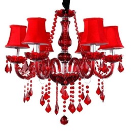 Luxury Crystal Chandelier European Red Colour Pendant Light