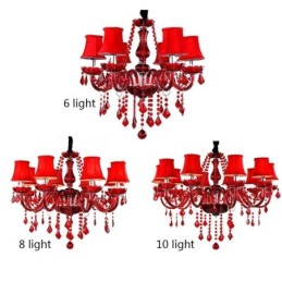 Luxury Crystal Chandelier European Red Colour Pendant Light
