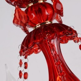 European Elegant Crystal Chandelier Red Colour Pendant Light