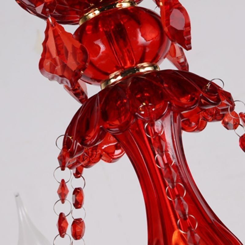 European Elegant Crystal Chandelier Red Colour Pendant Light