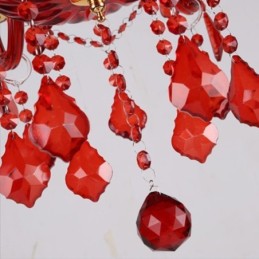 European Elegant Crystal Chandelier Red Colour Pendant Light