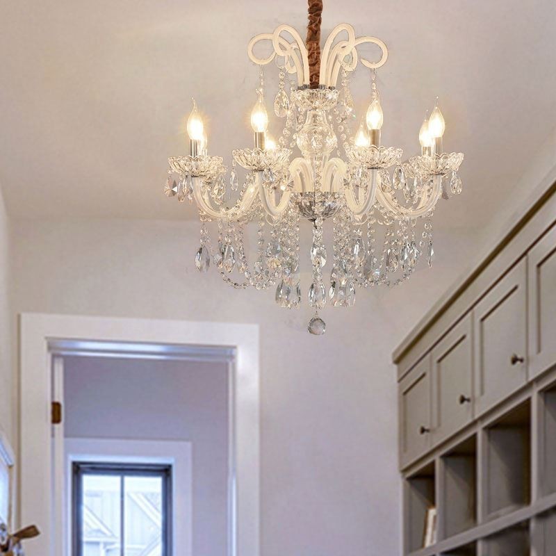 Elegant Crystal Chandelier European White Colour Pendant Light