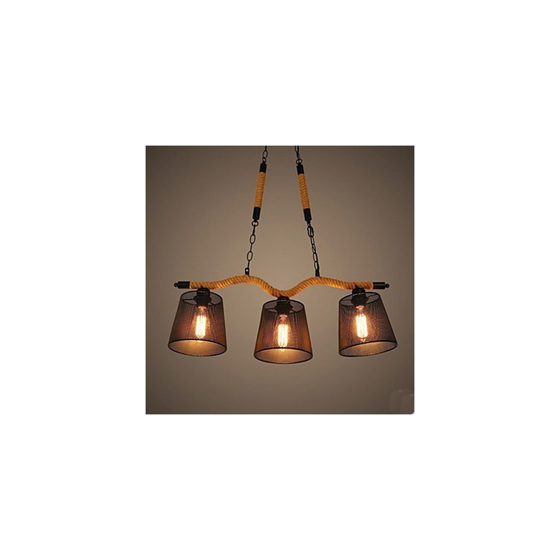 Retro Creative Three Pastoral head Rope Chandelier