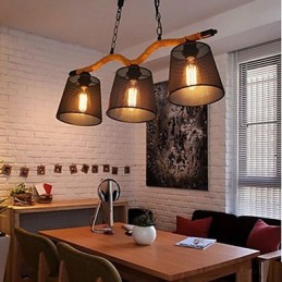 Retro Creative Three Pastoral head Rope Chandelier