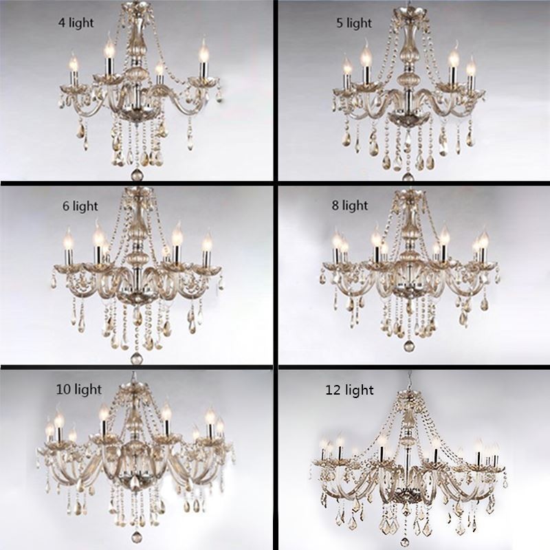 Crystal Chandelier European Cognac Colour Glass Pendant Light