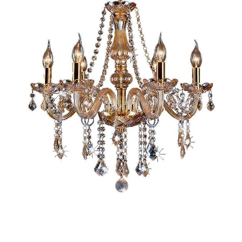 European Crystal Chandelier Luxury Amber Colour Pendant Light