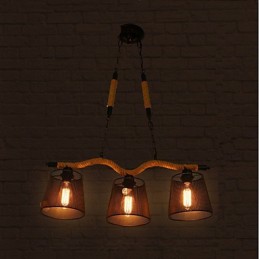 Retro Creative Three Pastoral head Rope Chandelier