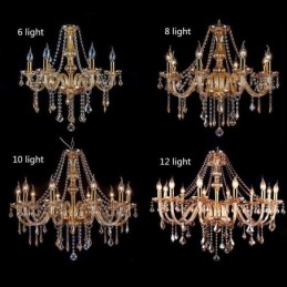 European Crystal Chandelier Luxury Amber Colour Pendant Light