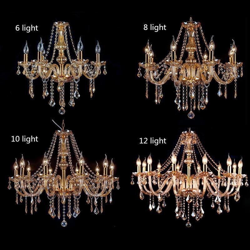 European Crystal Chandelier Luxury Amber Colour Pendant Light