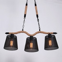 Retro Creative Three Pastoral head Rope Chandelier