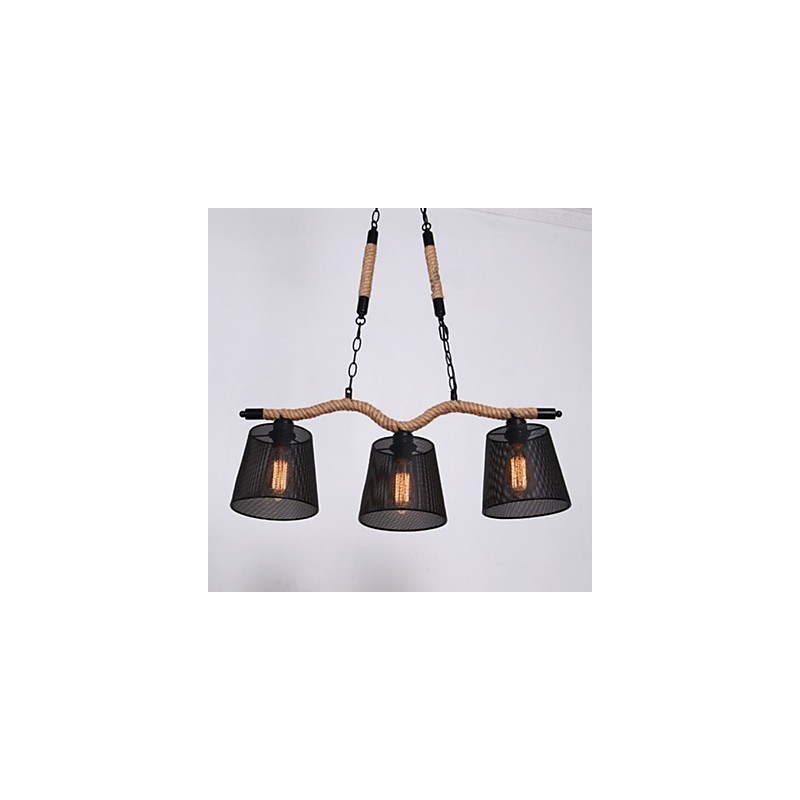 Retro Creative Three Pastoral head Rope Chandelier