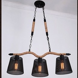 Retro Creative Three Pastoral head Rope Chandelier