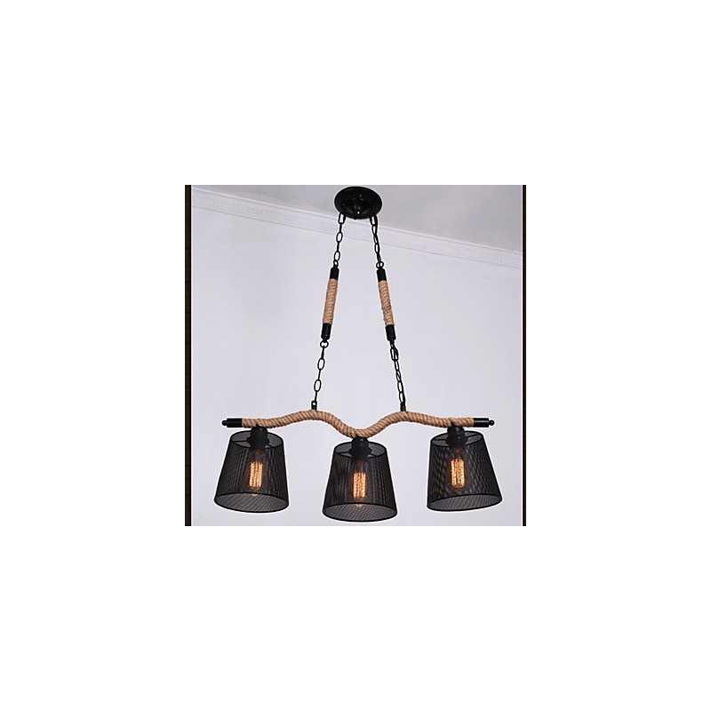 Retro Creative Three Pastoral head Rope Chandelier