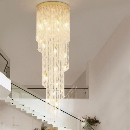 Modern Crystal Chandelier Luxury Staircase Crystal Ceiling Light With 19 Lights