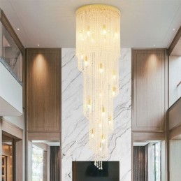 Modern Crystal Chandelier Luxury Staircase Crystal Ceiling Light With 19 Lights
