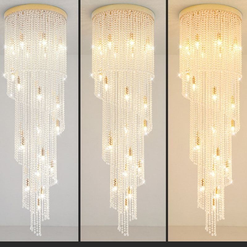 Modern Crystal Chandelier Luxury Staircase Crystal Ceiling Light With 19 Lights