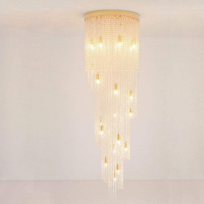 Modern Crystal Chandelier Luxury Staircase Crystal Ceiling Light With 19 Lights