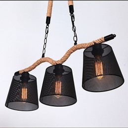 Retro Creative Three Pastoral head Rope Chandelier