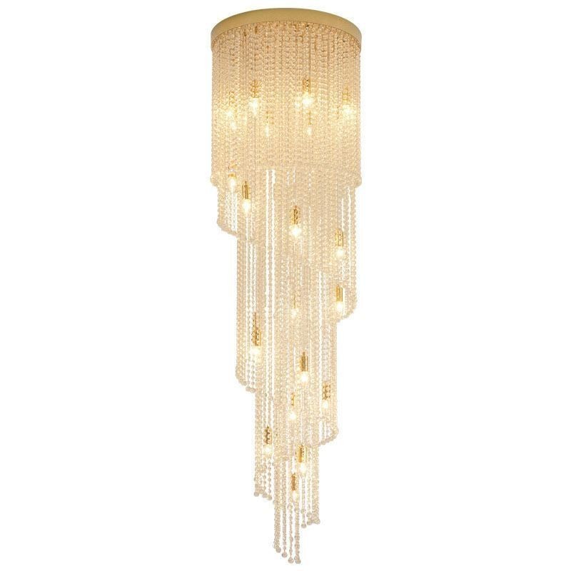 Modern Crystal Chandelier Luxury Staircase Crystal Ceiling Light With 19 Lights