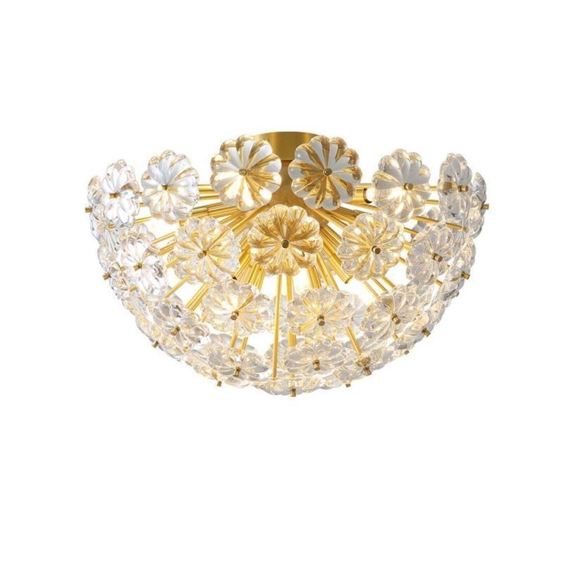 Semi Circle Glass Flush Mount Modern Decorative Flower Shaped Ceiling Light