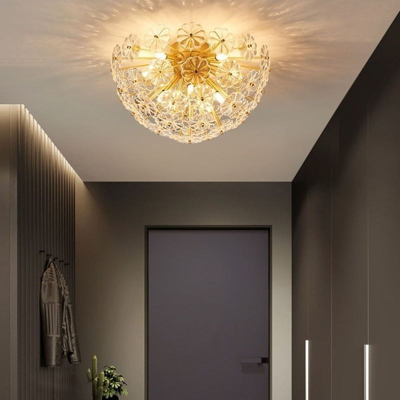 Semi Circle Glass Flush Mount Modern Decorative Flower Shaped Ceiling Light