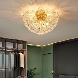 Semi Circle Glass Flush Mount Modern Decorative Flower Shaped Ceiling Light