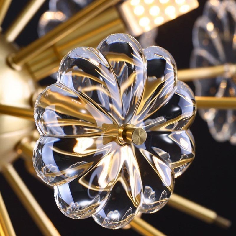 Semi Circle Glass Flush Mount Modern Decorative Flower Shaped Ceiling Light