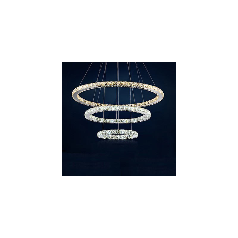 Pendant Lamps Amber and Clear K9 Crystal Chandelier Lights Lighting with 3 Ring