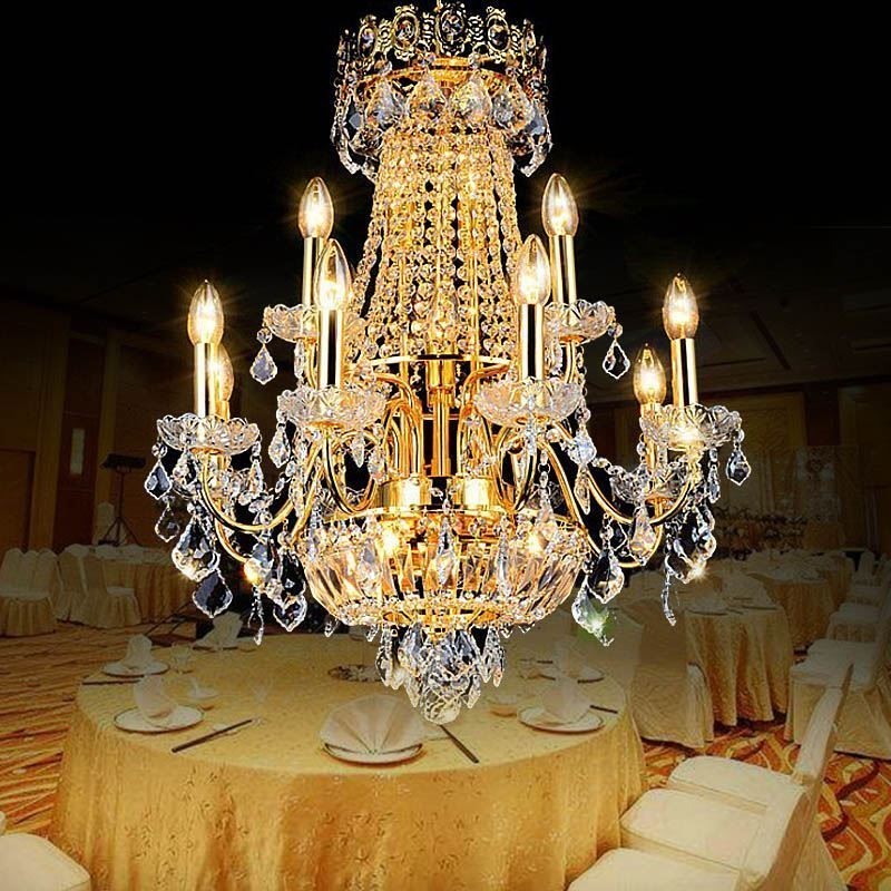 European Luxury Crystal Chandelier Duplex Stair Pendant Light