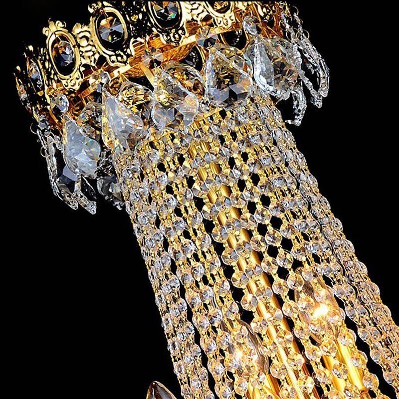 European Luxury Crystal Chandelier Duplex Stair Pendant Light