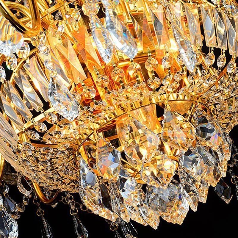 European Luxury Crystal Chandelier Duplex Stair Pendant Light