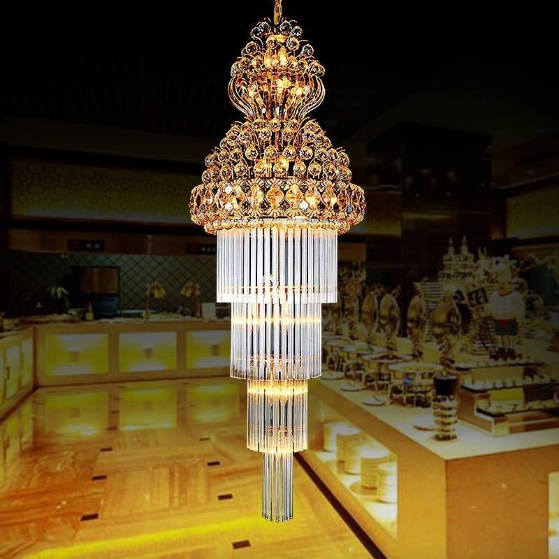 Retro Crystal Empire Chandelier Luxury Long Pendant