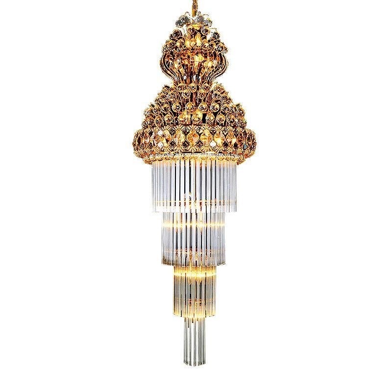 Retro Crystal Empire Chandelier Luxury Long Pendant