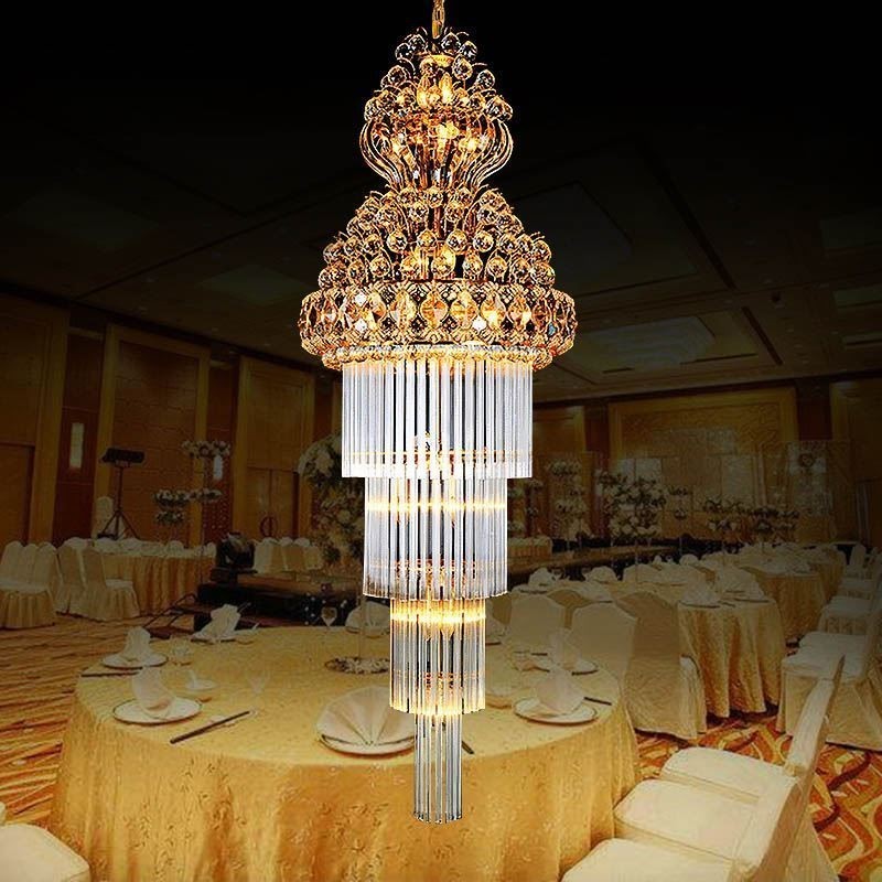 Retro Crystal Empire Chandelier Luxury Long Pendant