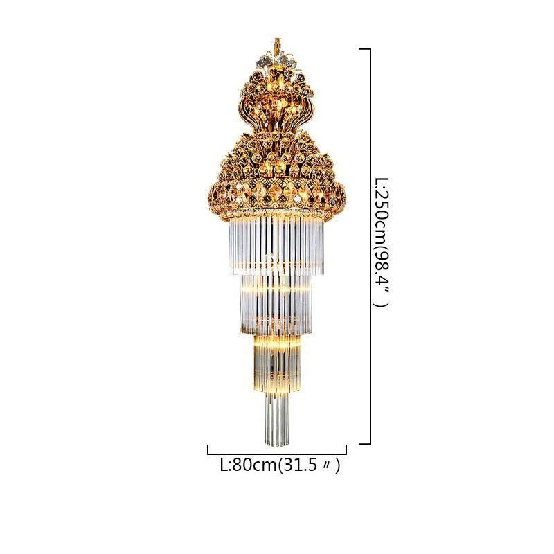 Retro Crystal Empire Chandelier Luxury Long Pendant