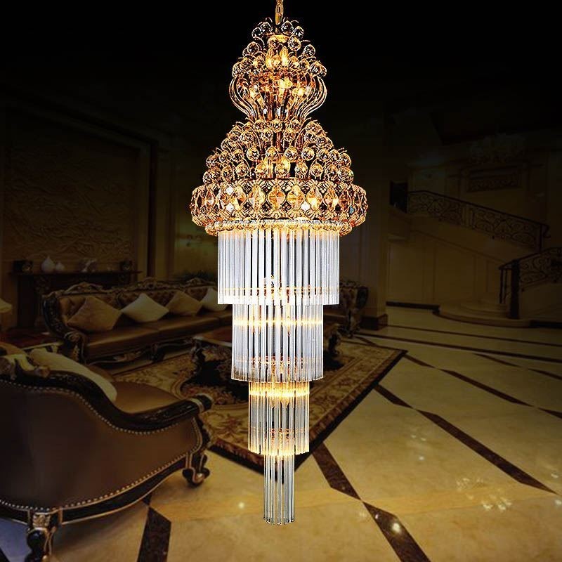 Retro Crystal Empire Chandelier Luxury Long Pendant