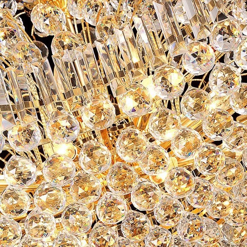 European Crystal Empire Chandelier Large Gold Colour Pendant Light
