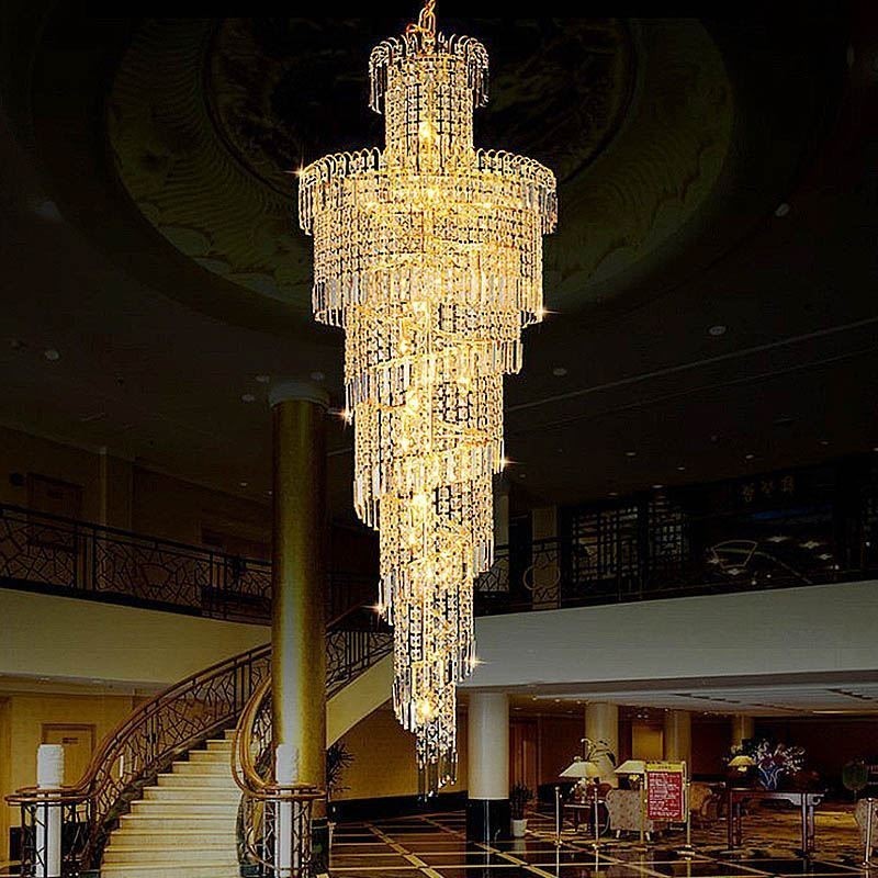 European Crystal Chandelier Large Round Shape Long Pendant