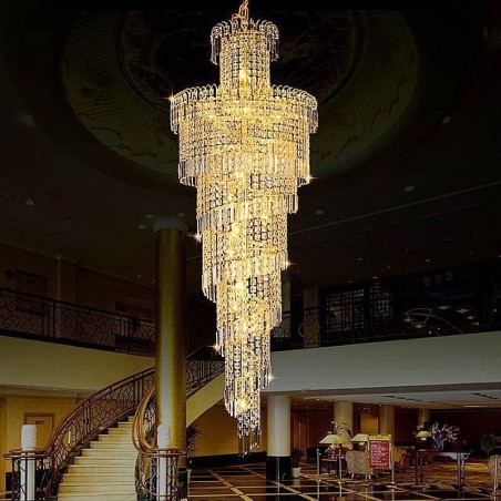 European Crystal Chandelier Large Round Shape Long Pendant