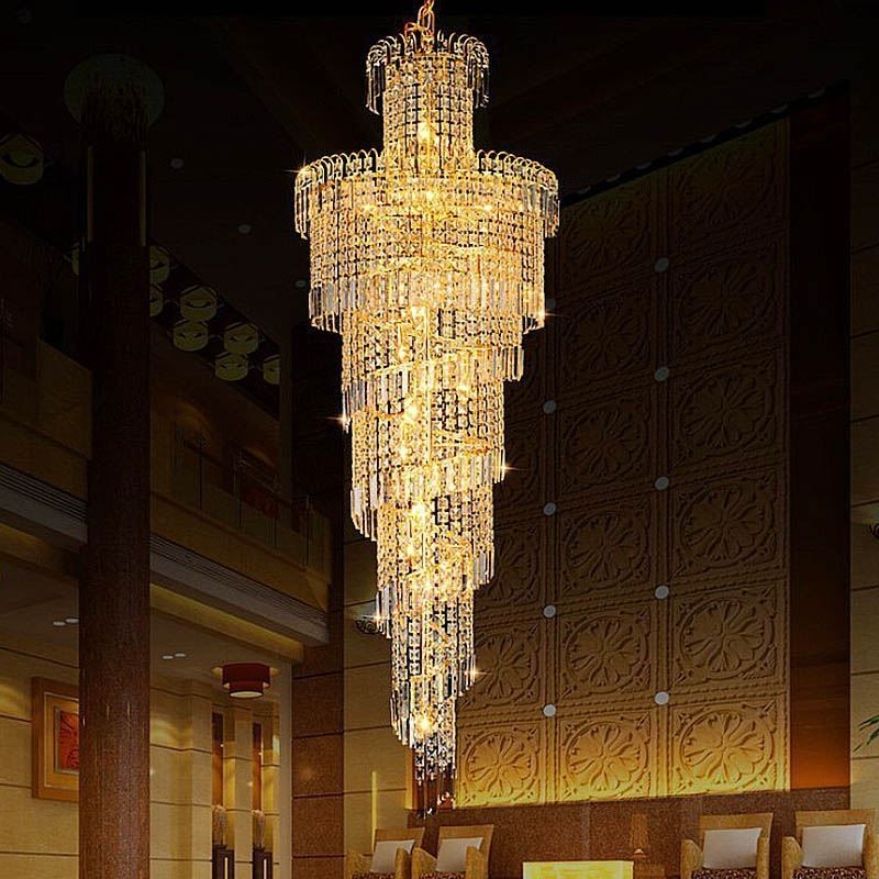 European Crystal Chandelier Large Round Shape Long Pendant