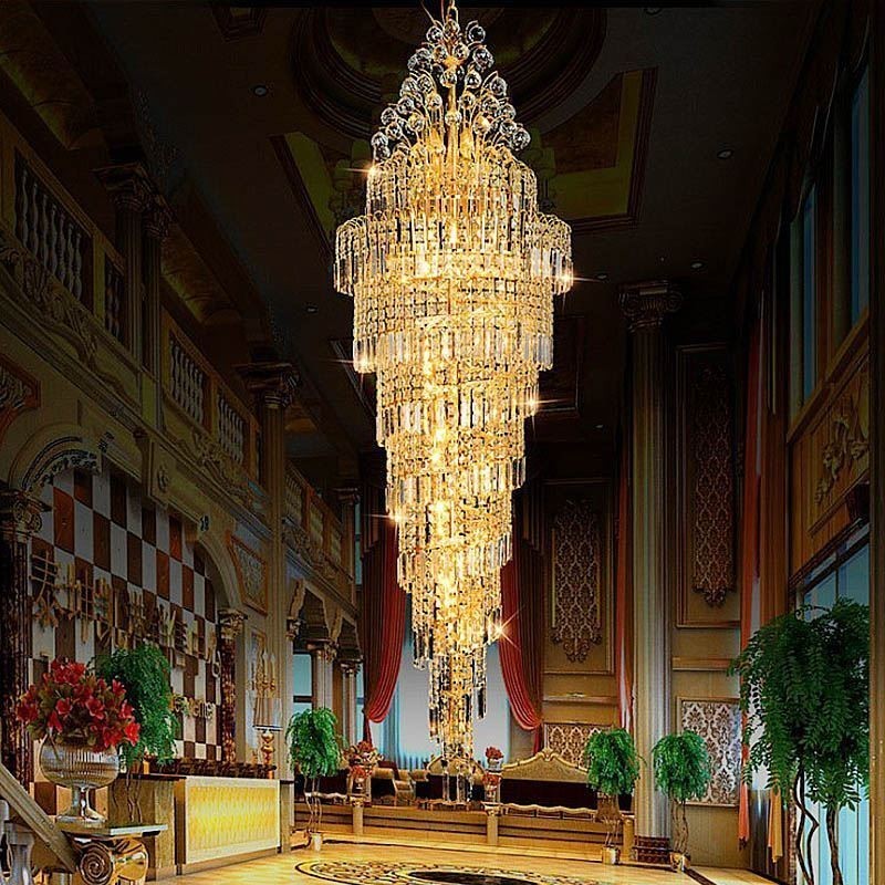 Elegant Crystal Empire Chandelier European Luxury Long Pendant