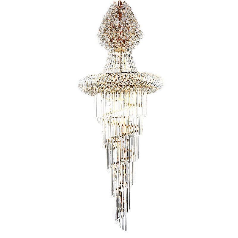 Luxury Crystal Chandelier Modern European Graceful Long Pendant Duplex Staircase