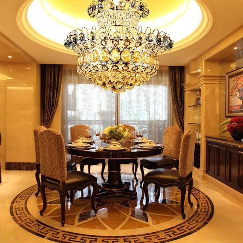 Modern Gold Empire Chandelier Simple Crystal Pendant Light