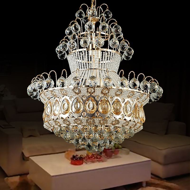 Modern Gold Empire Chandelier Simple Crystal Pendant Light
